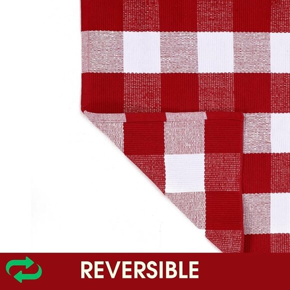 NEW Christmas Red and White Plaid Rug - 28 x 43 Inches Outdoor Front Door Decor - Picture 7 of 10